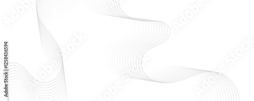 Abstract gray wave dynamic curve lines on transparent background with flowing particles. Digital energy waves technology concept. Modern backdrop design for business, presentation, banner.