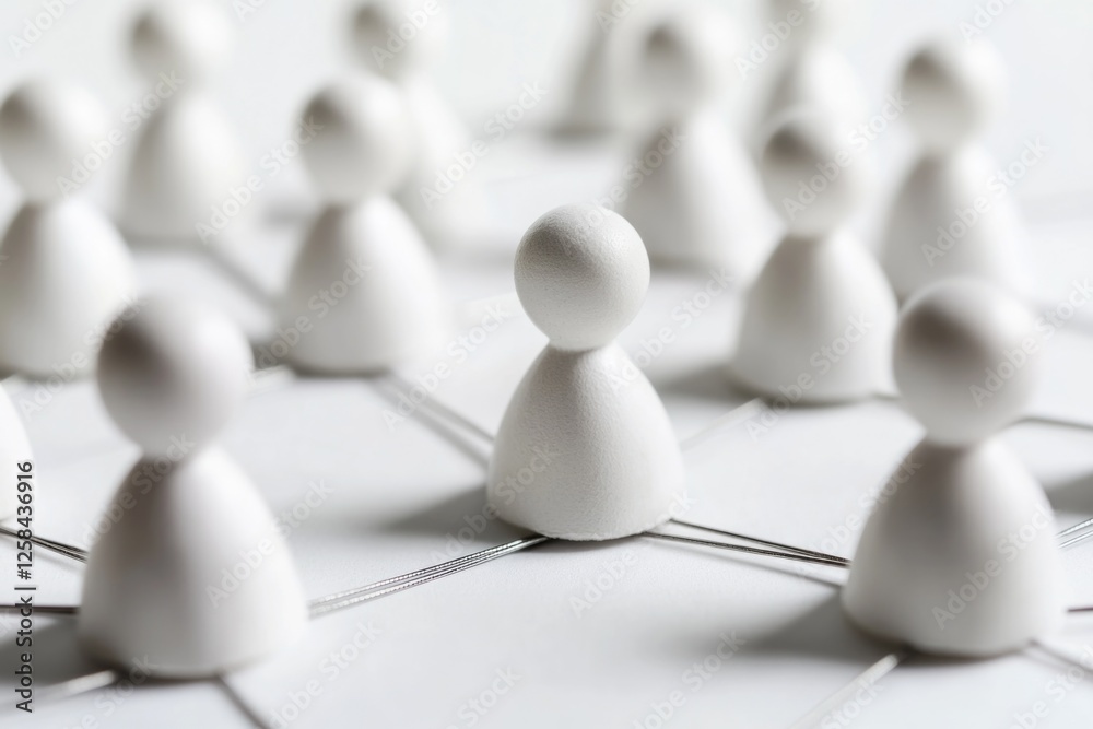 Obraz premium Group of small white sculptures sitting on a white background