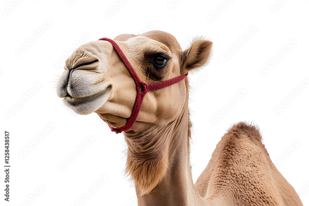 Obraz premium Closeup camel head isolated on white background