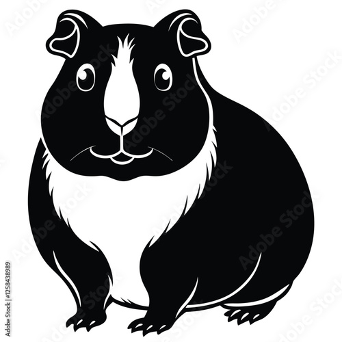 A guinea pig silhouette sitting on its hind legs, 