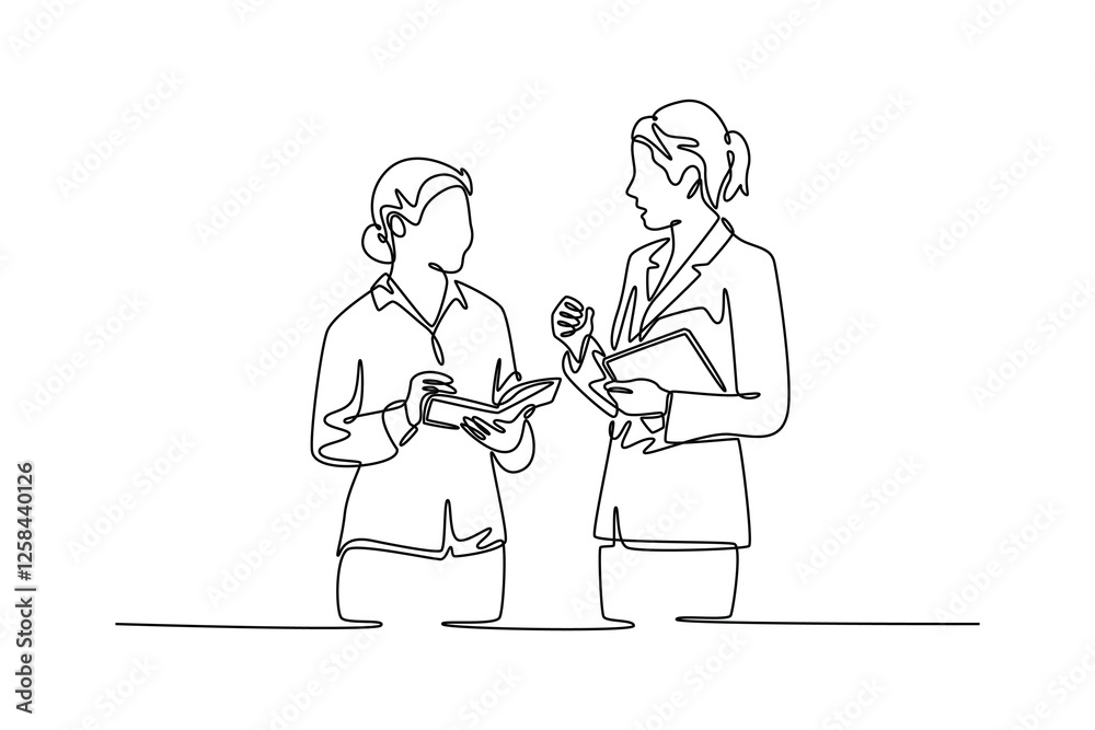 Business Woman concept. Single line draw design vector graphic illustration. Business Woman concept. Single line draw design vector graphic illustration.