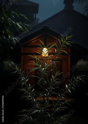 Obraz na płótnie Plant in front of house bamboo house background beautiful bamboo asian seaport baltic sea antebellum w salonie