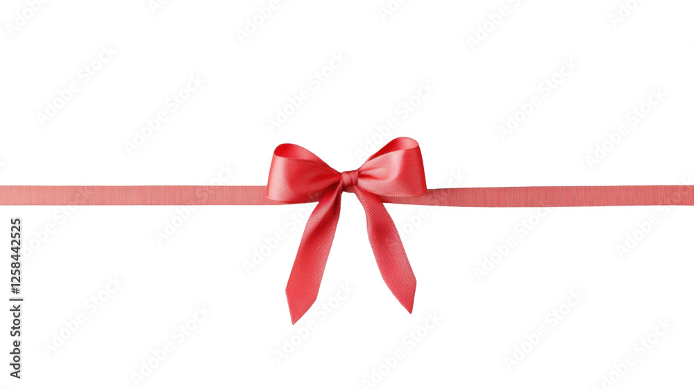 Red ribbon with bow on transparent background Red ribbon with bow on transparent background