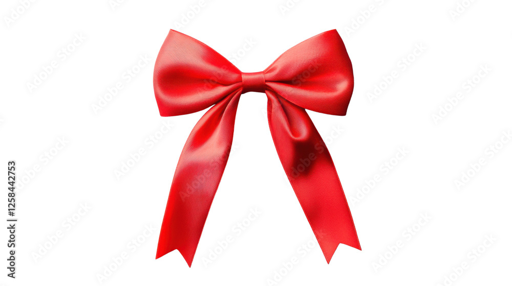 Shiny red bow isolated on transparent background for gift decoration Shiny red bow isolated on transparent background for gift decoration
