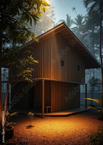 Obraz na płótnie Innovative sustainable bamboo construction techniques pioneering eco-friendly building practices for a greener future bamboo house background beautiful bamboo asian seaport baltic sea antebellum w salonie