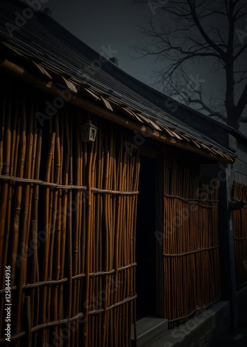 Traditional or ancient house fence made from dry golden bamboo bamboo house background beautiful bamboo asian seaport baltic sea antebellum
