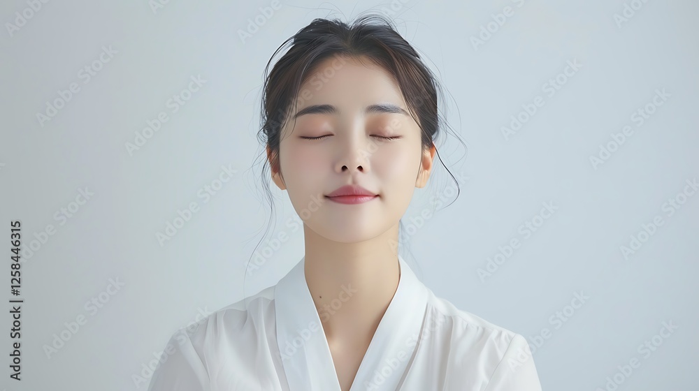 Attractive beauty portrait of a young woman photographed on a white background Attractive beauty portrait of a young woman photographed on a white background