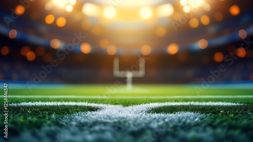Football Field Blur: A green blurred background with subtle white lines, mimicking an American football field.
