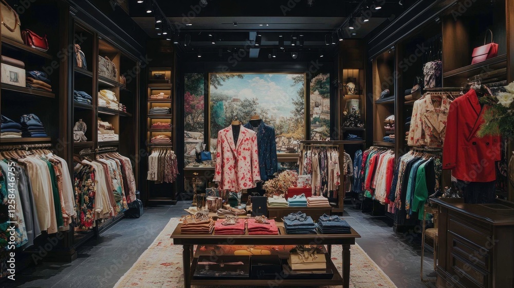 Naklejka premium Luxury Clothing Boutique Interior: A Stylish Retail Space