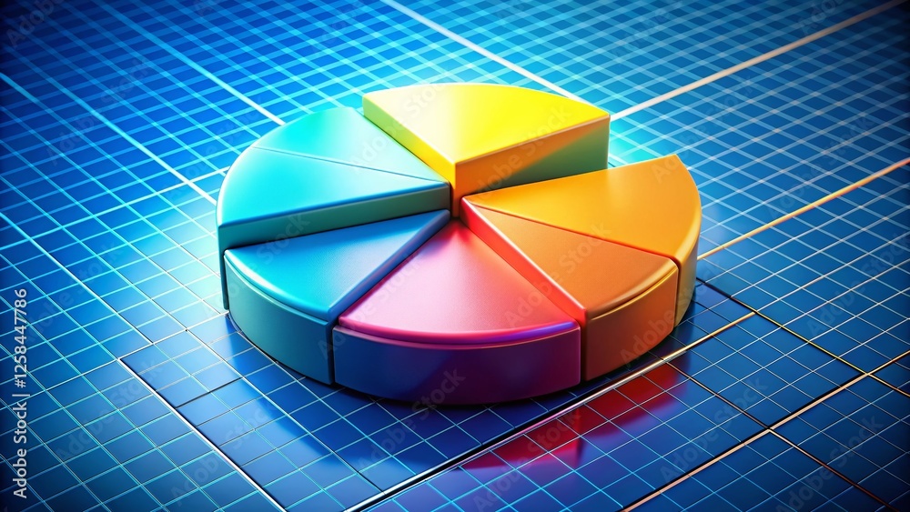 Fototapeta premium Aerial View 3D Pie Chart Gradient Colors Business Presentation Data Visualization