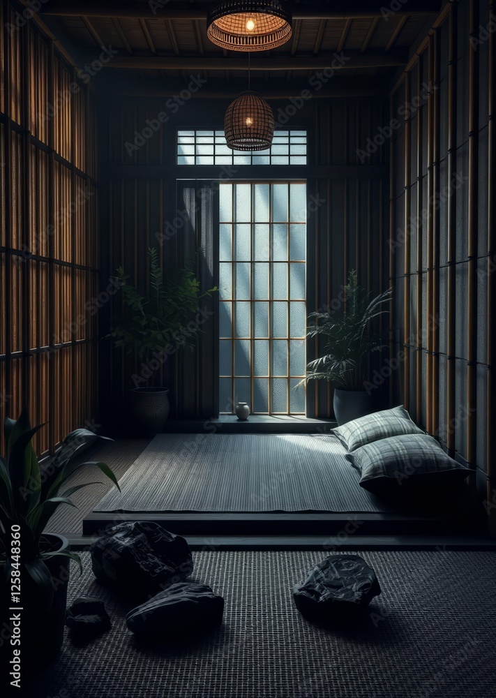 Tranquil zen room with futon bed plants and stones bamboo house background beautiful bamboo asian seaport baltic sea antebellum