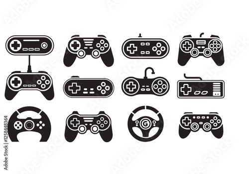Video Game Vector Icons: Console, Controllers, and Accessories Perfect for Gaming Projects