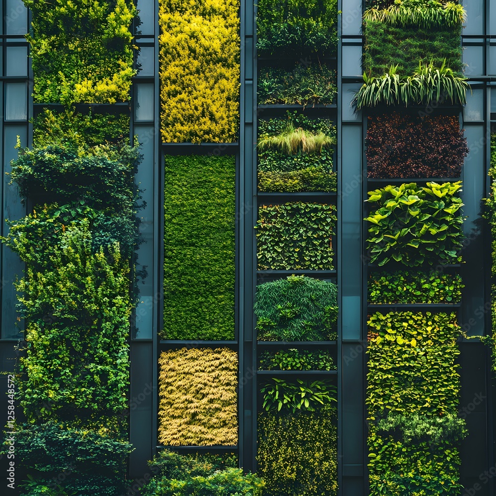 Fototapeta premium a tall building with many different types of plants growing on it