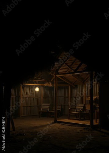 Obraz na płótnie Resting huts constructed from bamboo and thatched roofs for relaxing bamboo house background beautiful bamboo asian seaport baltic sea antebellum w salonie