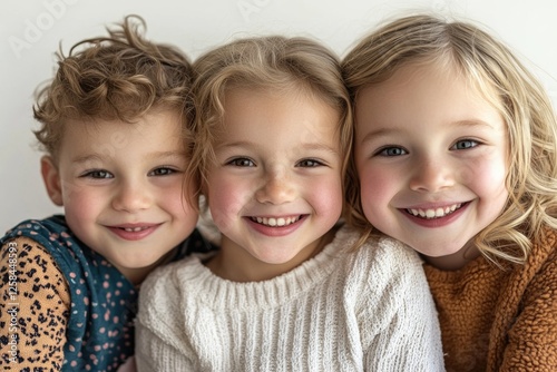 A group of happy children smiling and posing for a photo shoot