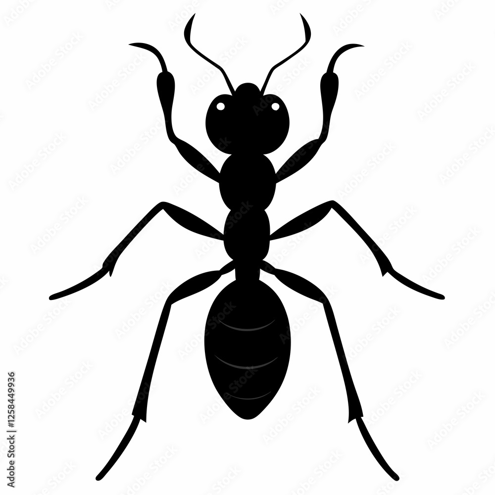Ant vector silhouette black design white background Ant vector silhouette black design white background
