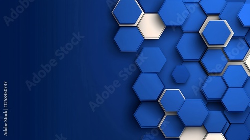 Abstract Blue and White Hexagon Pattern Background