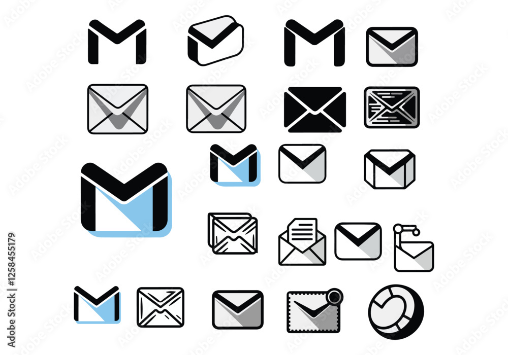 Email Icon Vector Bundle - Diverse Set of Email Envelope Designs for Graphic Projects Email Icon Vector Bundle - Diverse Set of Email Envelope Designs for Graphic Projects