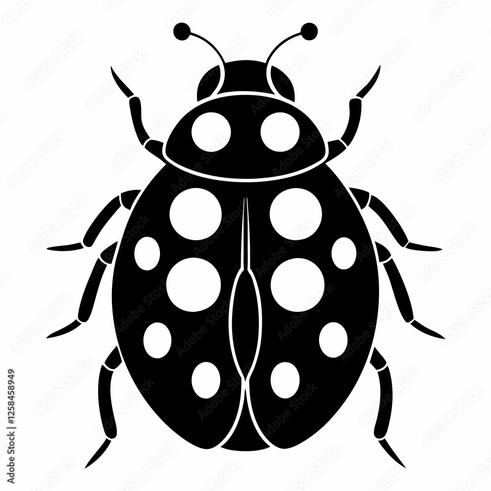 Ladybug vector silhouette black design white background Ladybug vector silhouette black design white background
