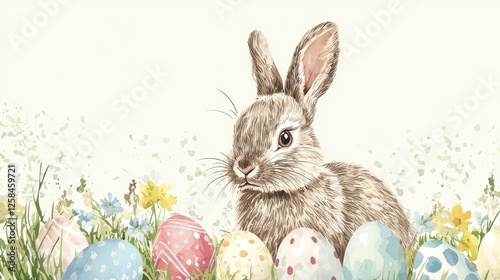 A pastel-colored Easter card featuring watercolor illustrations of bunnies and eggs, with ample space for a heartfelt message.