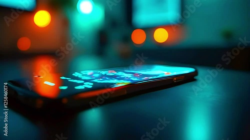 Atmospheric Digital Realm with Teal and Orange Neon Glow