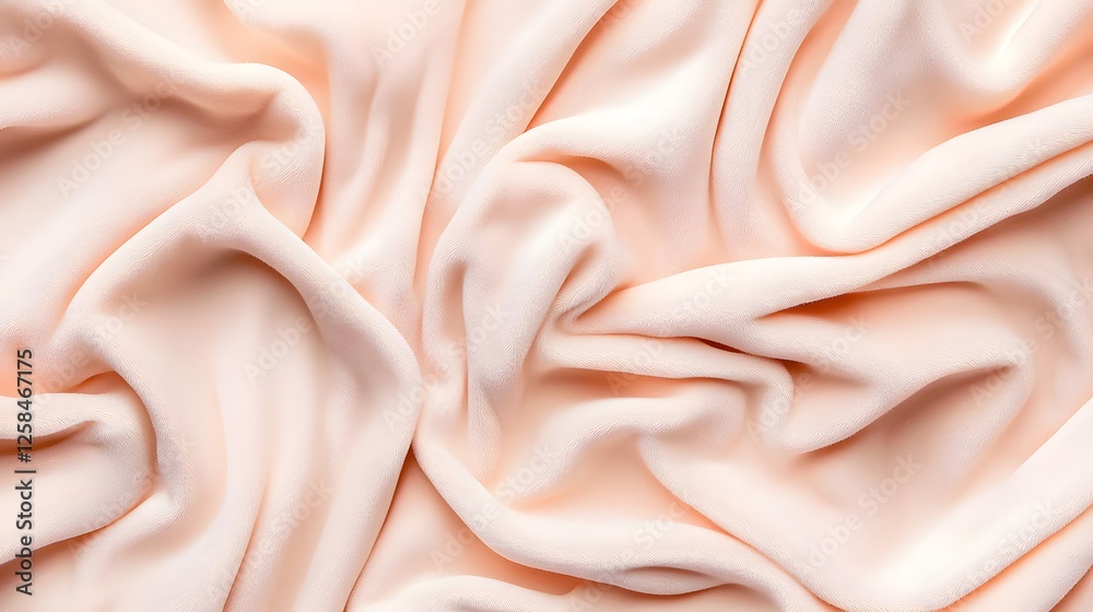 Obraz premium Soft Draped Fabric in Pastel Peach Touching Elegant Textures