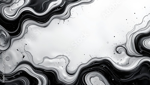 Fluid abstract art digital canvas graphics monochrome aerial view creative design photo