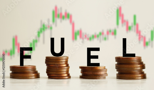 Картината върху платно Fuel price as oil, gas and and petrol cost