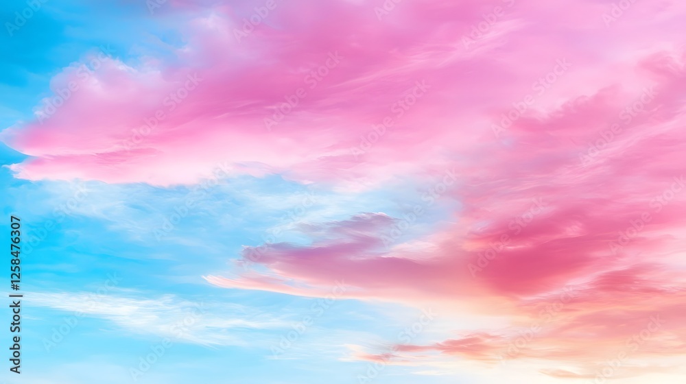 Soft Pastel Clouds Against a Bright Blue Sky at Sunset Soft Pastel Clouds Against a Bright Blue Sky at Sunset