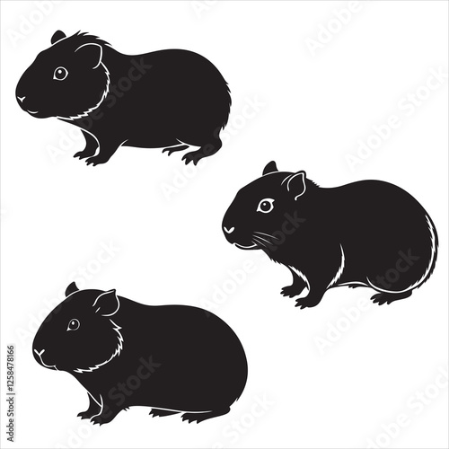 SET OF VECTOR VARIOUS Guinea Pig SILHOUETTES