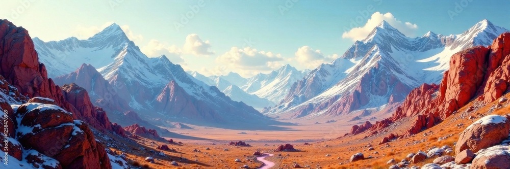 Fototapeta premium Surreal mountain range with shifting rock formations , mountains, formations, geology