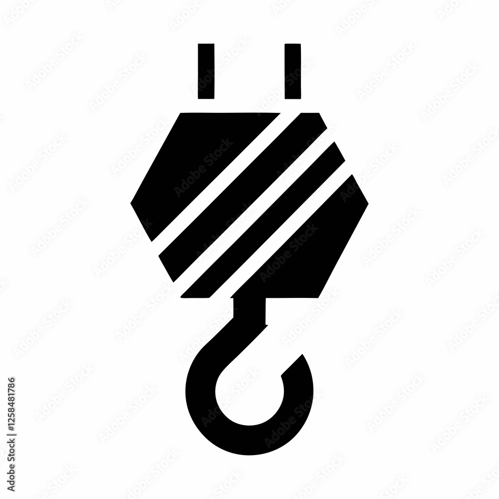 Minimalist Crane Hook Icon for Industrial and Construction Branding. Minimalist Crane Hook Icon for Industrial and Construction Branding.