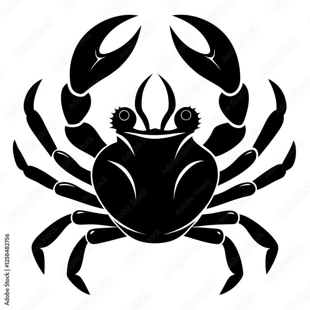Crab vector silhouette black design white background Crab vector silhouette black design white background