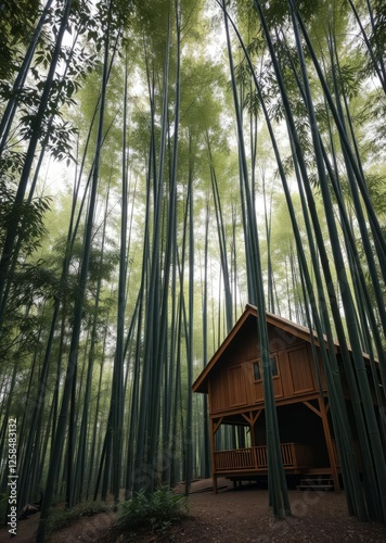 Obraz na płótnie Lovely tall bamboo tree in the forest bamboo house background beautiful bamboo asian seaport baltic sea antebellum w salonie
