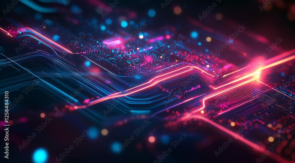 A beauty futuristic abstract background in a high-tech style. Shining lines and patterns resembling neural networks, connections, and digital circuits. A beauty futuristic abstract background in a high-tech style. Shining lines and patterns resembling neural networks, connections, and digital circuits.