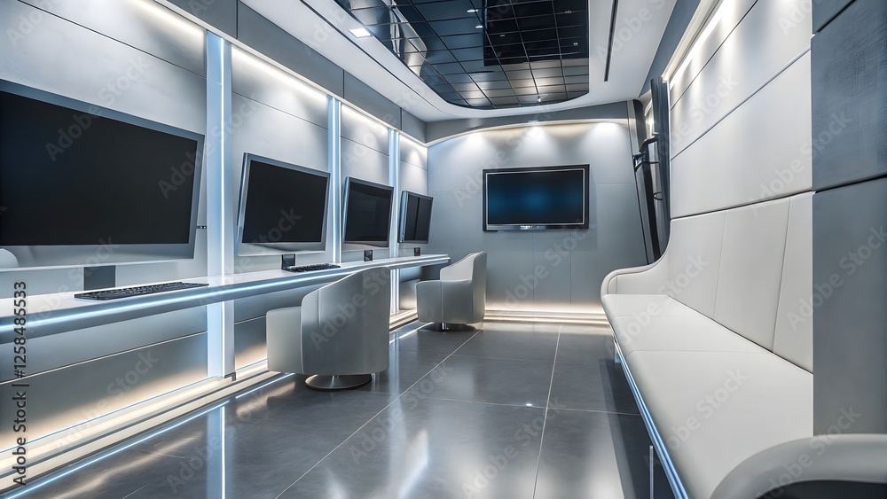 Fototapeta premium Elegant futuristic office space with ambient led