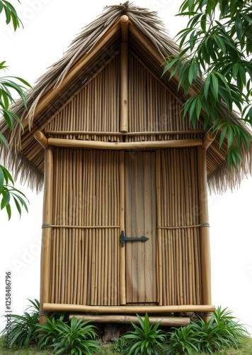 Obraz na płótnie Bamboo hut isolated on white bamboo house background beautiful bamboo asian seaport baltic sea antebellum w salonie