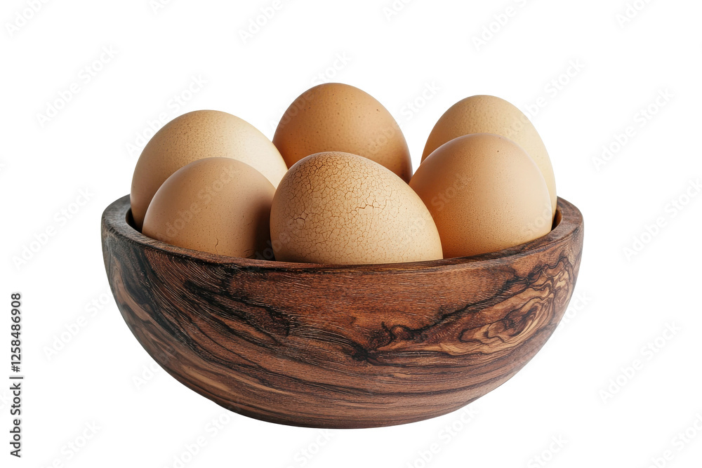 A bowl of fresh, brown eggs showcasing natural simplicity and culinary potential., transparent background. A bowl of fresh, brown eggs showcasing natural simplicity and culinary potential., transparent background.