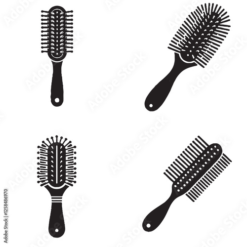 Hairbrush Silhouette on White Background

