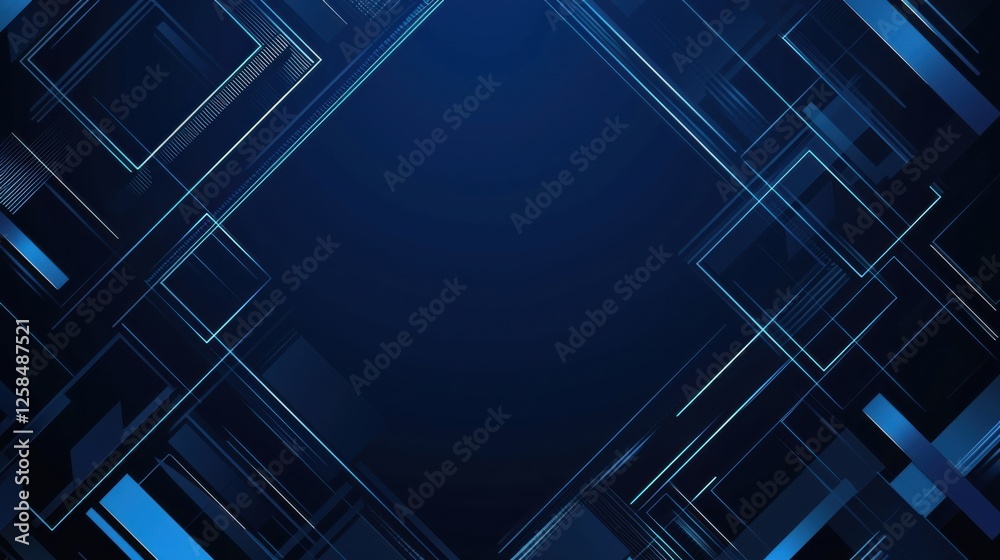 Obraz premium Minimalist Blue background with tessellating shapes for design, banner template. Featuring white space in the center of the page for text. Ideal for geometric minimalist wallpapers