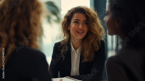 Meeting and business women for talking, discussion and consulting for online proposal