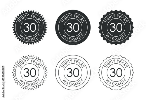 Advertising 30 years warranty badge, Warranty logo icon sign