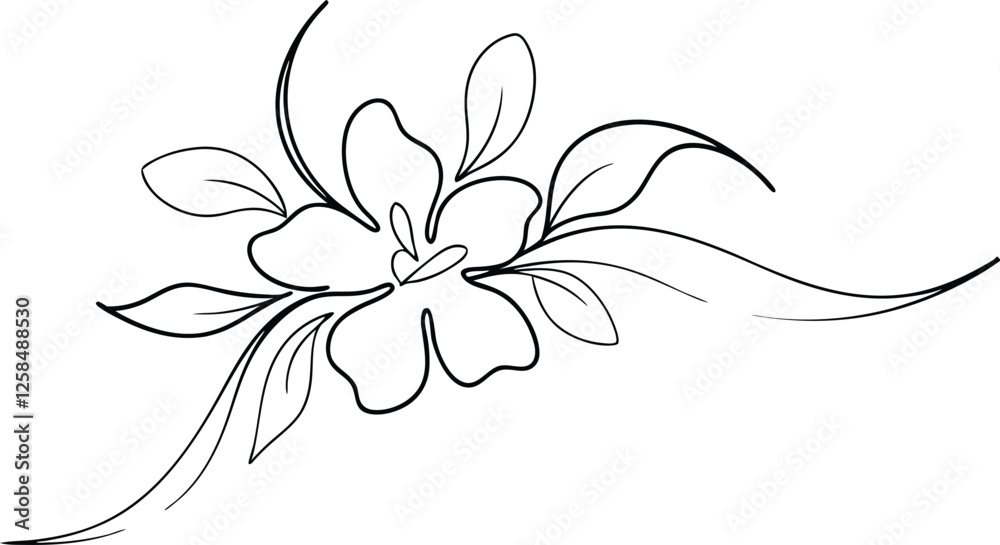 custom made wallpaper toronto digitalElegant Line Art Floral Design Simple Flower with Leaves