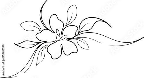 Wallpaper Mural Elegant Line Art Floral Design Simple Flower with Leaves Torontodigital.ca
