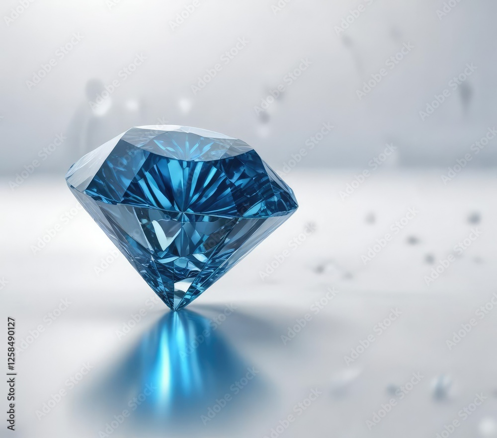 Focal point of the image is a radiant blue diamond resting against a clean and pristine white expanse, shine, radiant Focal point of the image is a radiant blue diamond resting against a clean and pristine white expanse, shine, radiant
