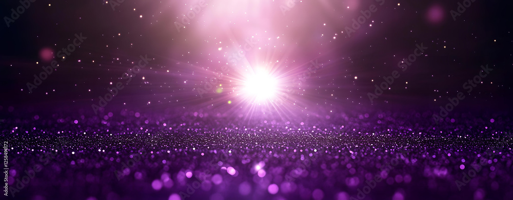 Obraz premium Sparkling Purple Glitter Background with Bright Light Burst
