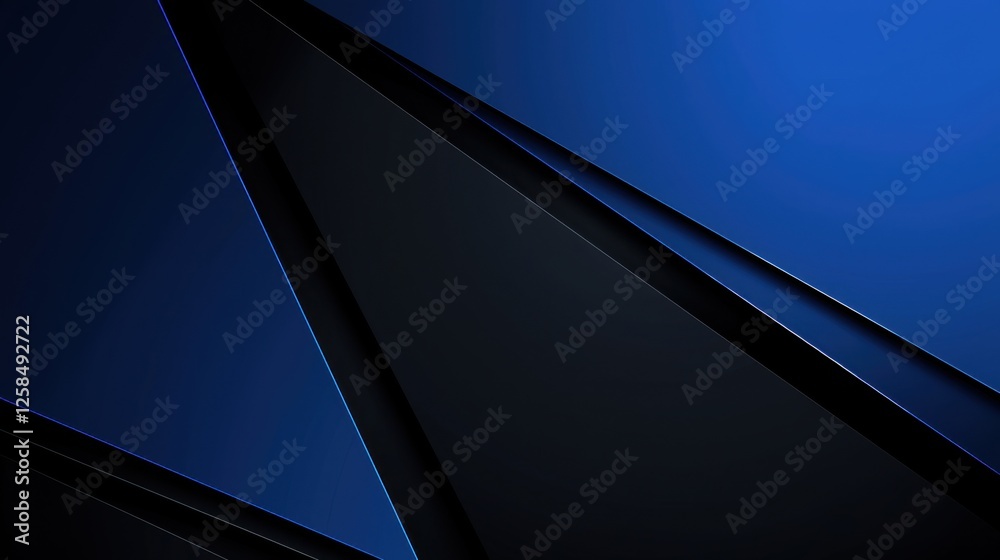 Minimalist Blue background with triangular motifs for design, banner template. Featuring white space in the center of the page for text. Ideal for geometric minimalist wallpapers with a modern touch.