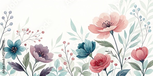 Wallpaper Mural Minimalist watercolor flower background Torontodigital.ca