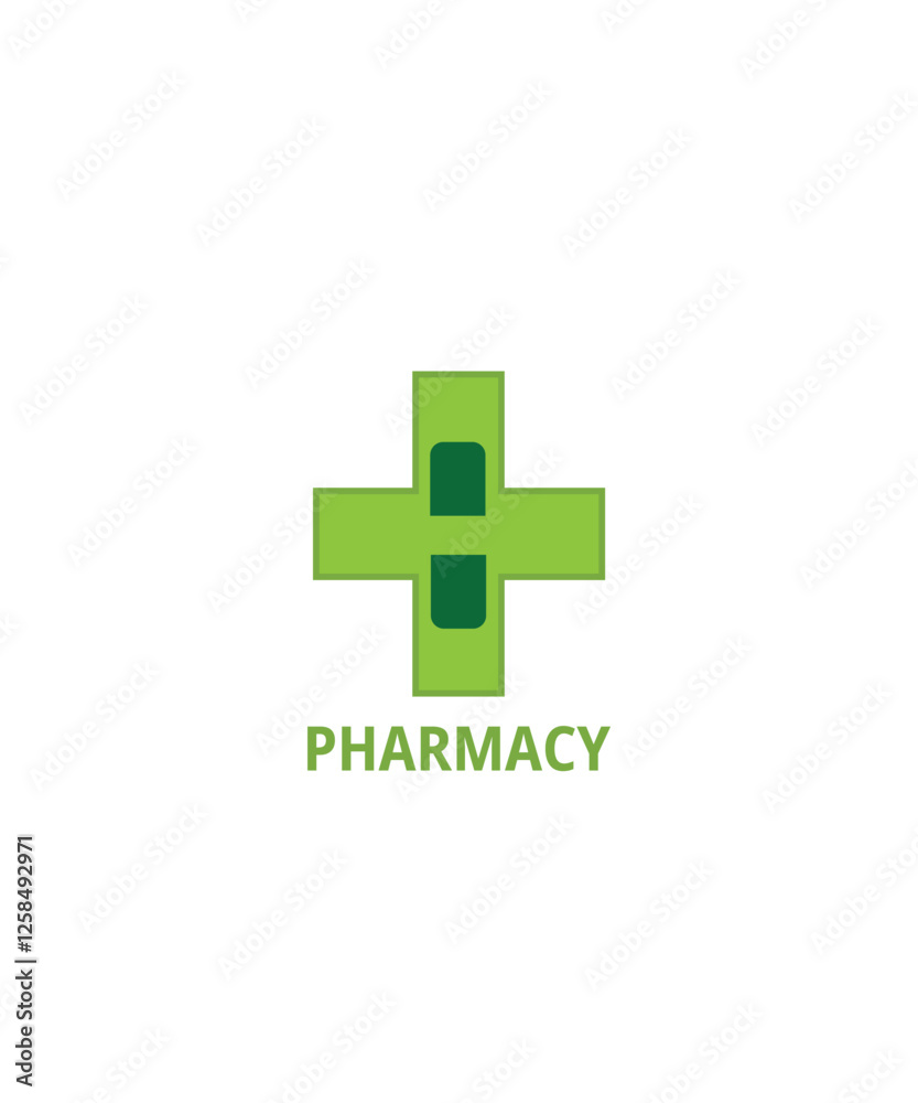 Obraz premium Cross capsule medical logo design, cross medical logo design vector