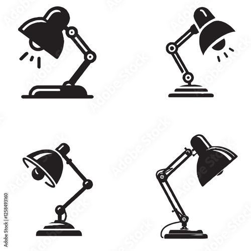Desk Lamp Silhouette on White Background


